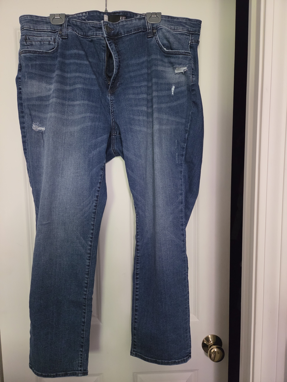 Kut from the Kloth Blue Straight Leg Jeans with Light Distressing